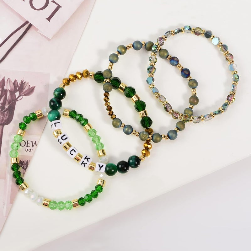 Aigrnc Boho Beaded Stretch Bracelets For Women Stackable Crystal Gold Plated Beaded Bracelets Set Trendy Handmade Friendship Braeclet Jewelry Gifts - Image 2